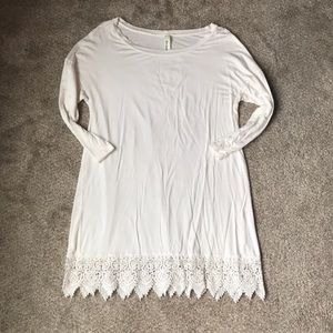 White slip dress w lace bottom